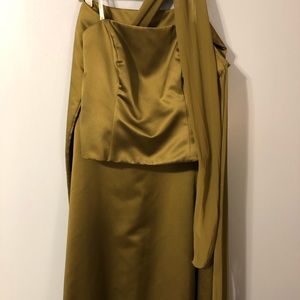 Army green ball gown